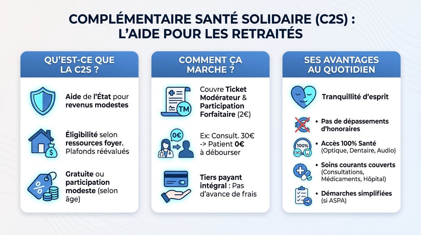 Couple de retraités consultant des documents pour leur complémentaire santé solidaire