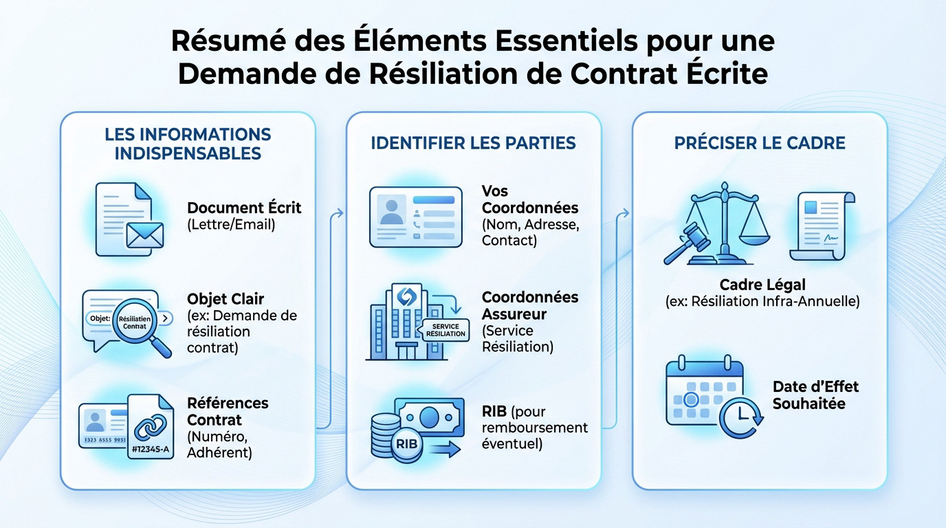 Liste des documents et informations pour résilier un contrat de mutuelle santé par écrit
