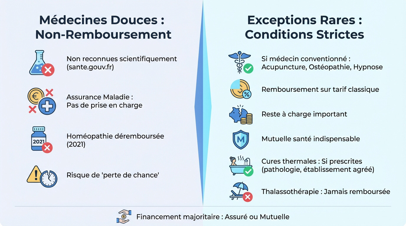 Comparatif du remboursement des médecines douces entre la Sécurité sociale et les mutuelles