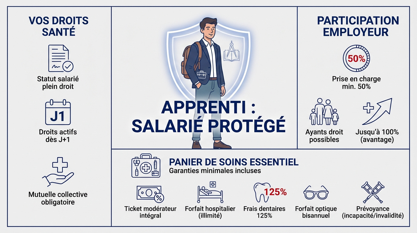 Apprenti en entreprise bénéficiant de ses droits à la santé