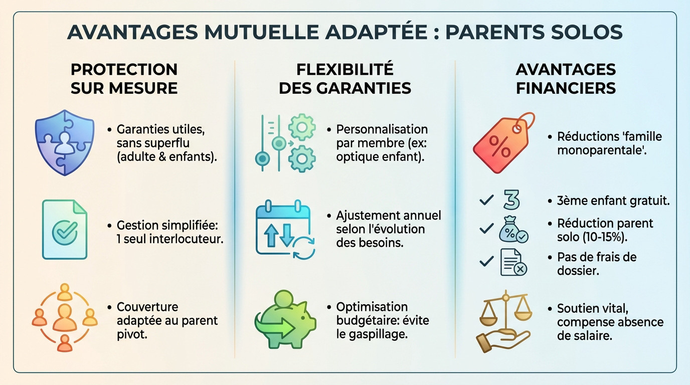 Mère souriante avec son enfant illustrant les avantages d'une mutuelle pour parent isolé