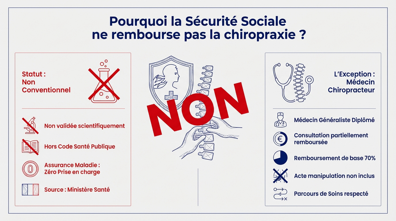 Consultation de chiropraxie et absence de remboursement par la sécurité sociale