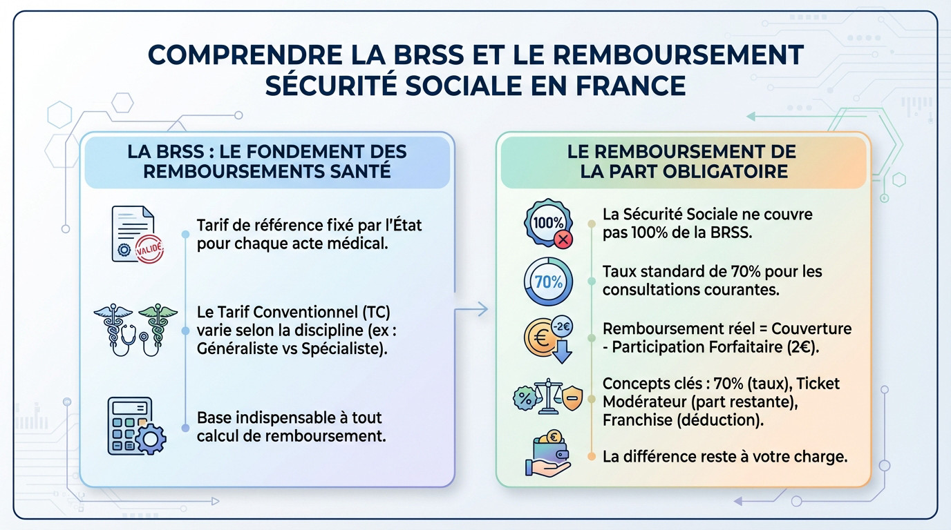 Schéma explicatif du mécanisme de remboursement BRSS et Sécurité sociale