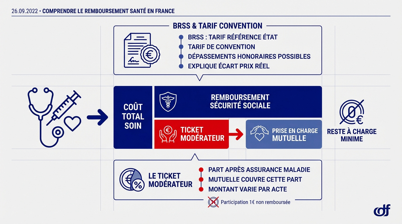 Schéma explicatif du remboursement des frais de santé en France