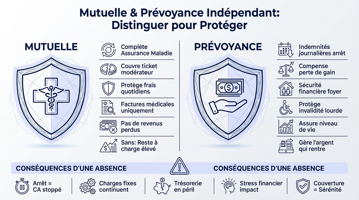 Comparaison entre mutuelle santé et prévoyance pour les indépendants