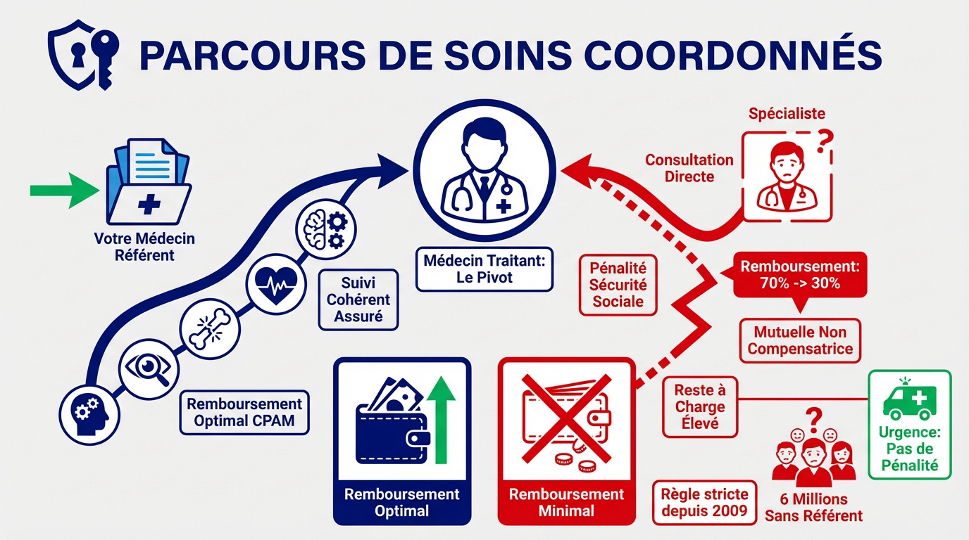 Schéma explicatif du parcours de soins coordonnés
