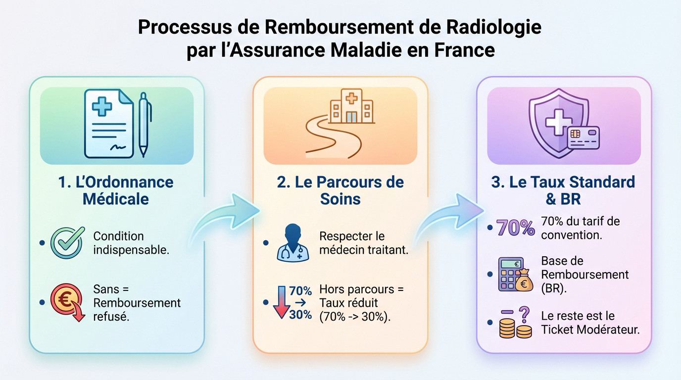 Schéma explicatif du processus de remboursement des actes de radiologie par l'Assurance Maladie
