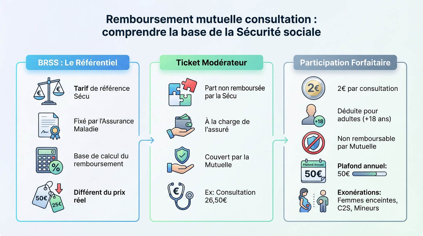 Remboursement mutuelle consultation et compréhension de la base de la Sécurité sociale
