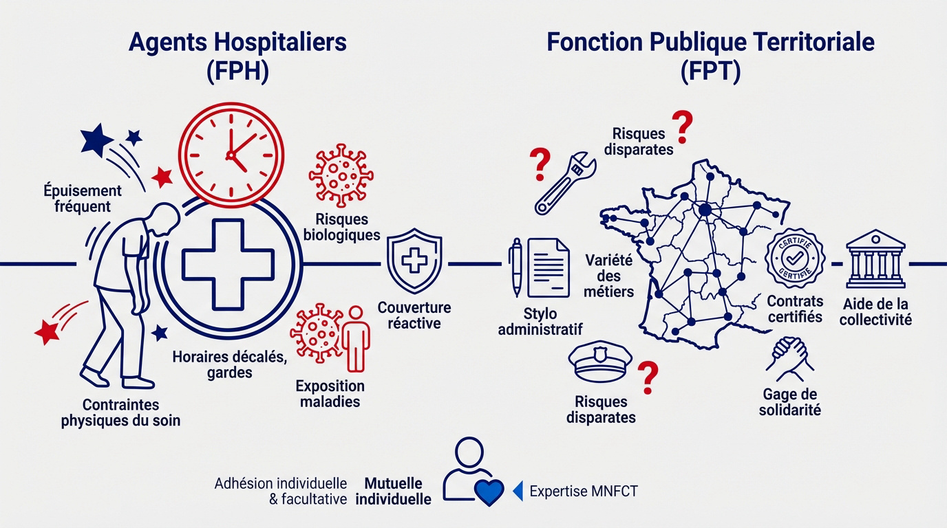 Comparaison des risques professionnels entre la fonction publique hospitalière et territoriale
