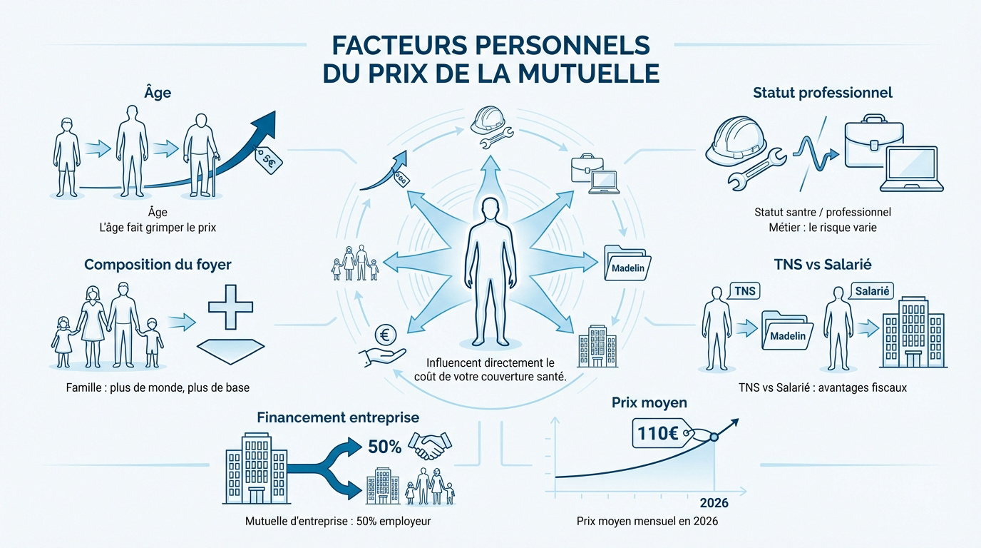 Graphique illustrant les critères personnels influençant le tarif d'une mutuelle santé