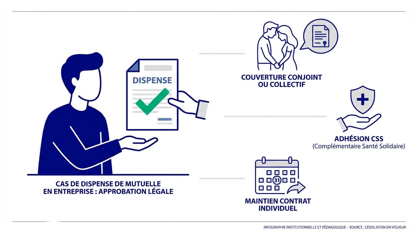 Dispense de mutuelle d'entreprise : liste des cas et justificatifs à fournir