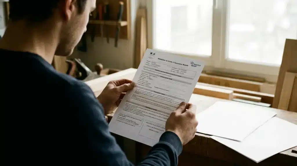 Apprenti en alternance consultant les documents relatifs à sa mutuelle d'entreprise