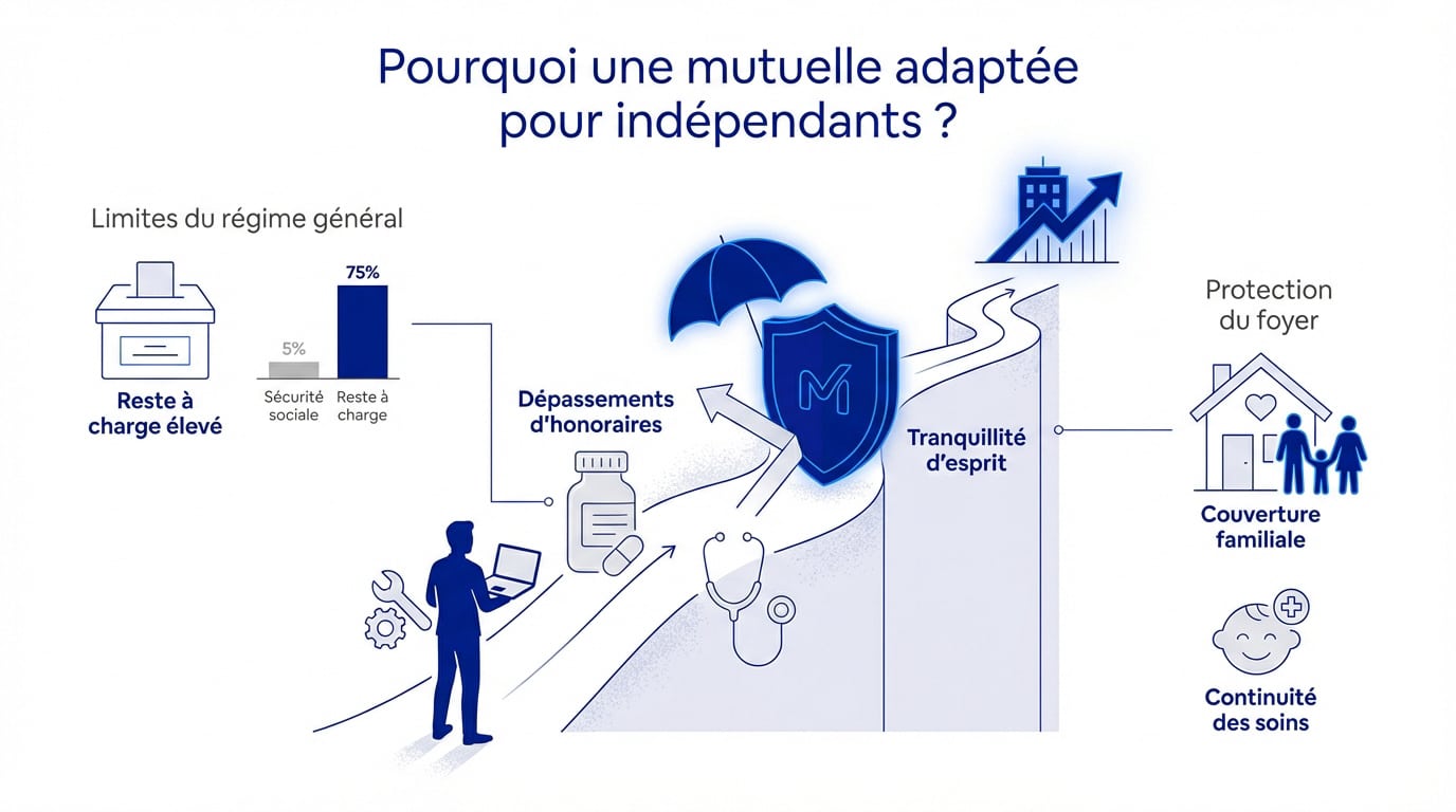 Indépendant travaillant sereinement avec une protection santé adaptée