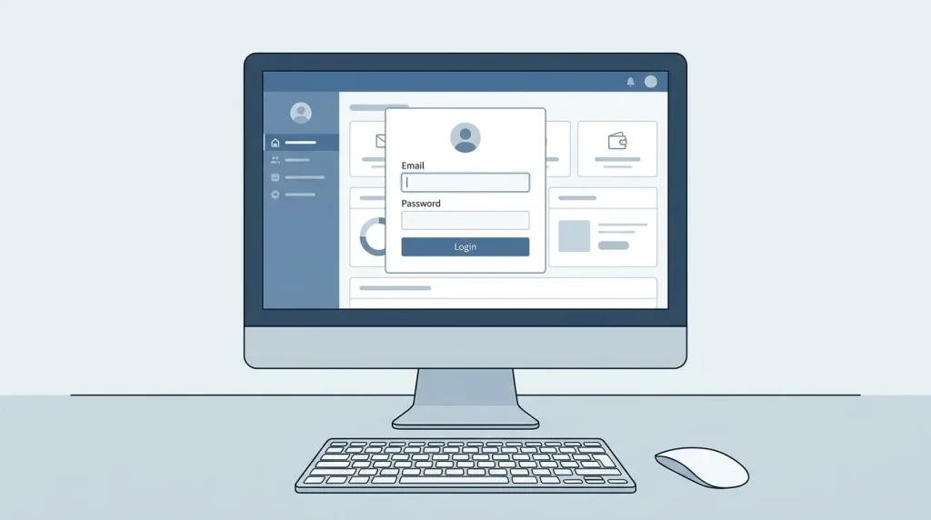 Interface d'un portail adhérent mutuelle affichant un formulaire de connexion sur écran d'ordinateur