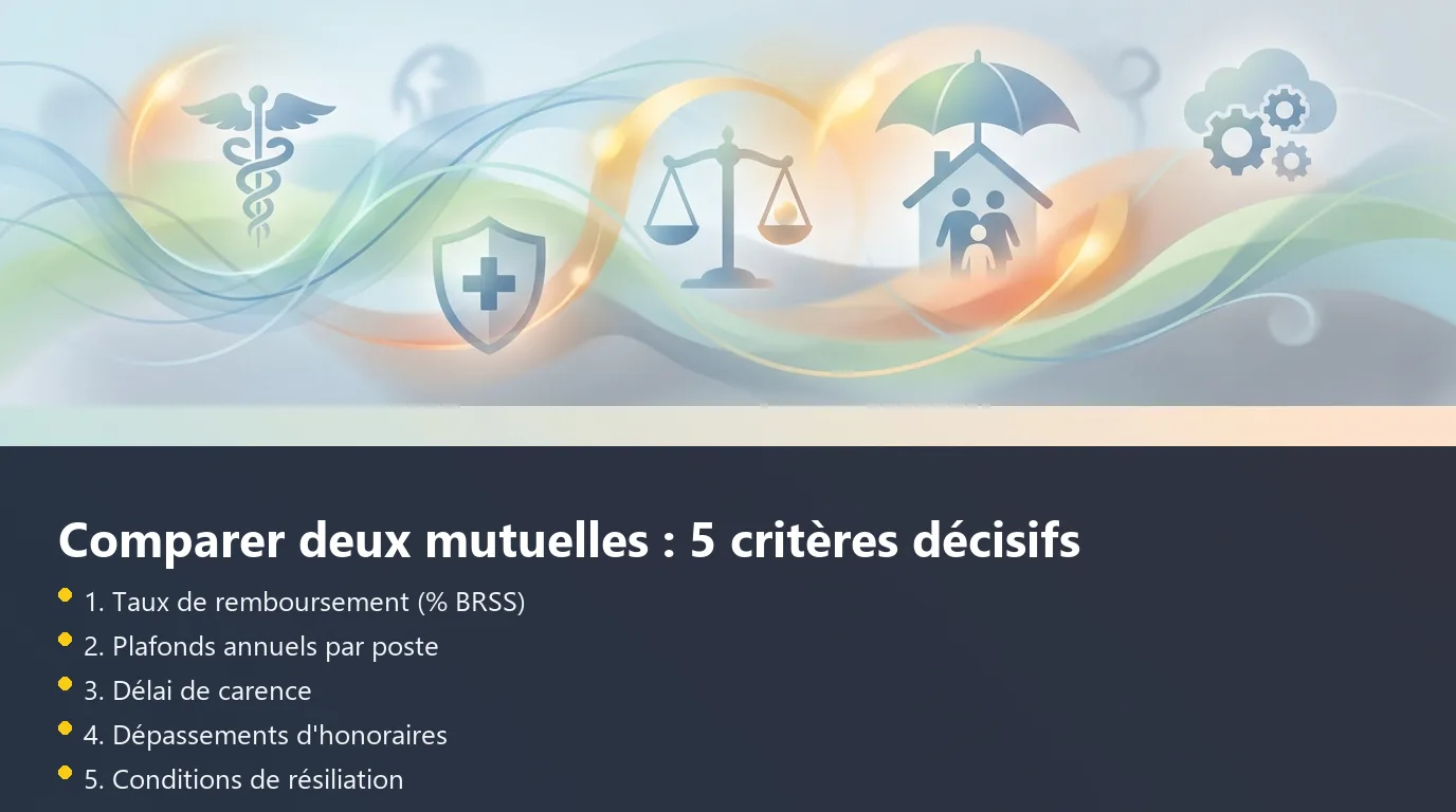 Infographie des 5 critères décisifs pour comparer deux mutuelles santé