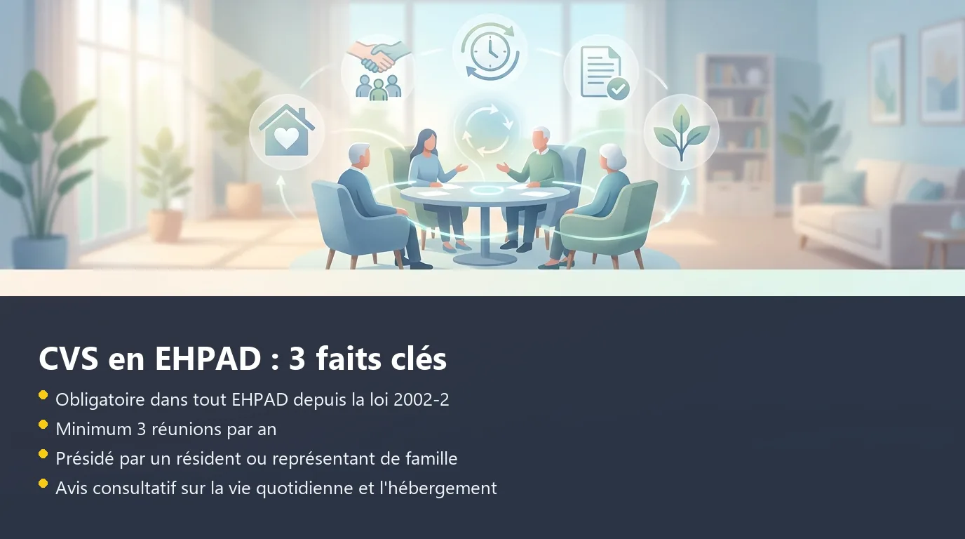 CVS en EHPAD : 3 faits clés Infographie sur la composition et le fonctionnement du CVS en EHPAD