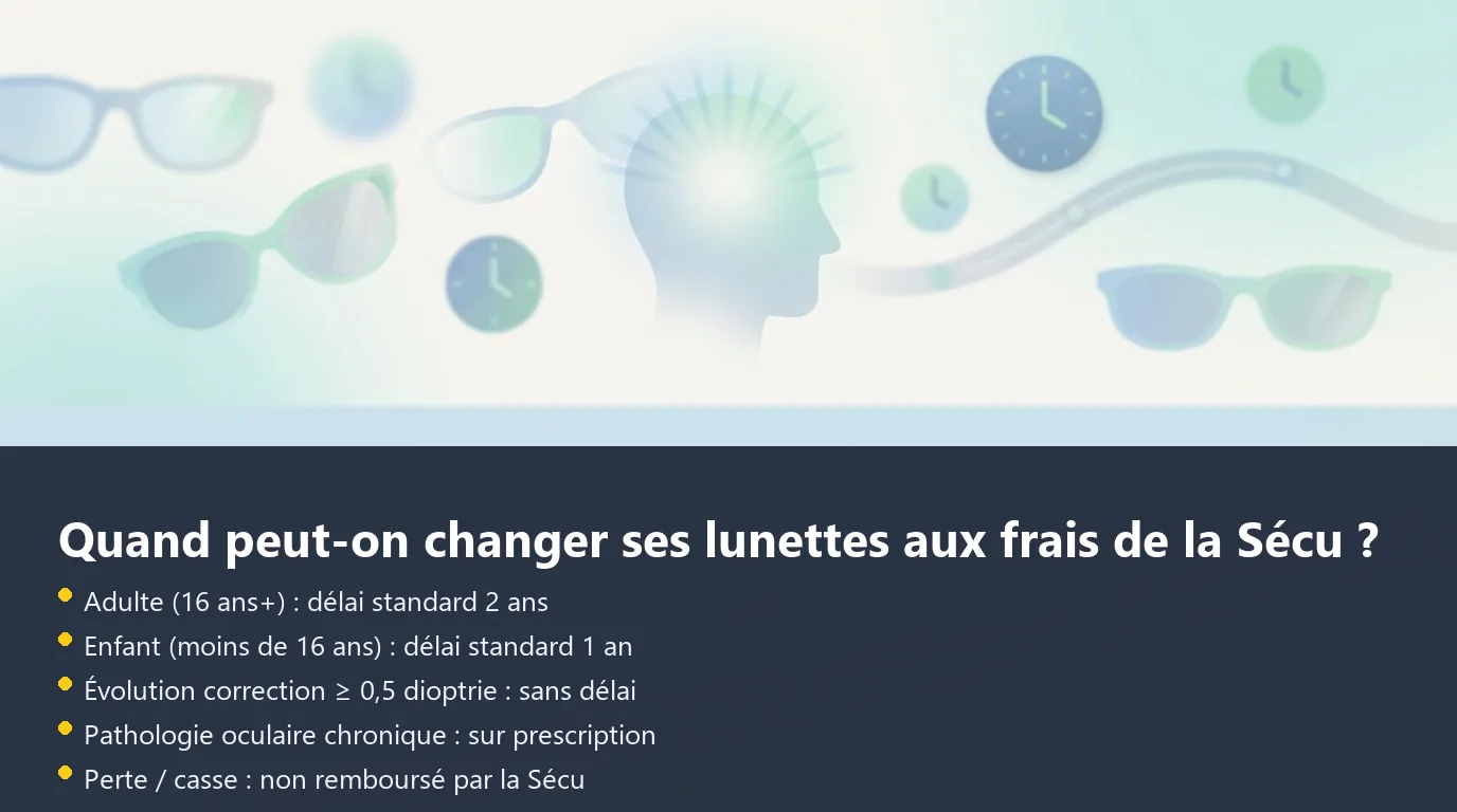 Infographie sur les délais de renouvellement des lunettes selon l'âge et la situation médicale