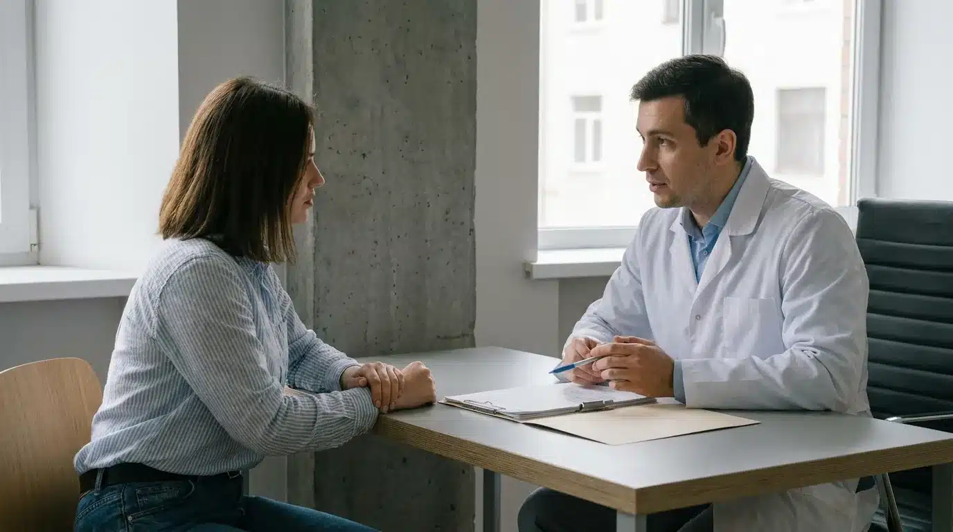 Patient en consultation avec un expert dentiste, dossier médical ouvert sur le bureau