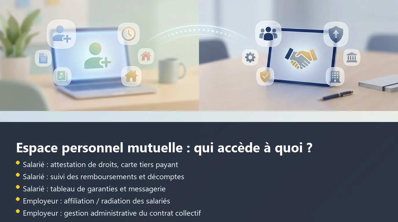 Fonctionnalités de l'espace personnel mutuelle d'entreprise : répartition entre salarié et employeur
