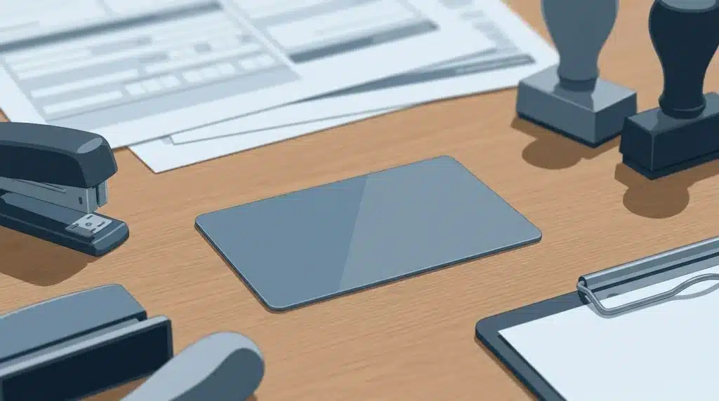 Carte de mutuelle complémentaire posée sur des documents administratifs officiels
