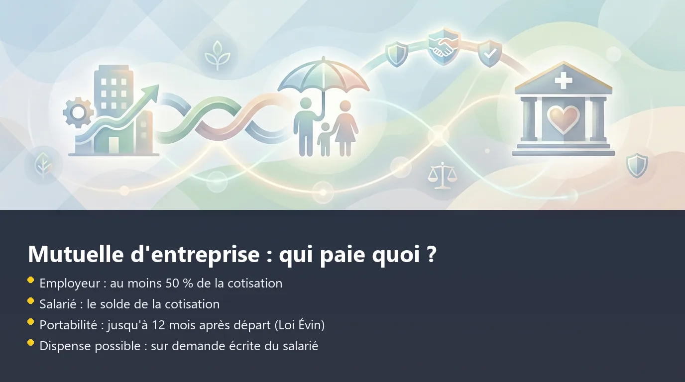 Schéma de répartition de la cotisation entre employeur et salarié pour une mutuelle d'entreprise obligatoire
