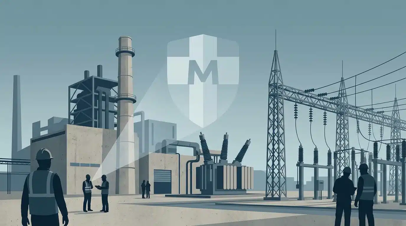 Bâtiment industriel symbolisant la couverture santé collective des salariés d'un grand groupe