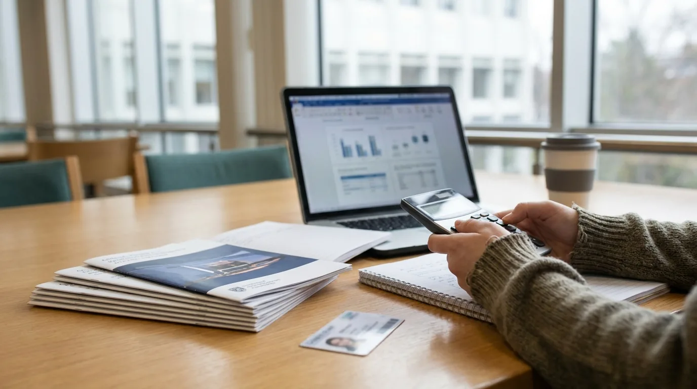 Étudiant consultant les tarifs d'une mutuelle santé sur son ordinateur portable